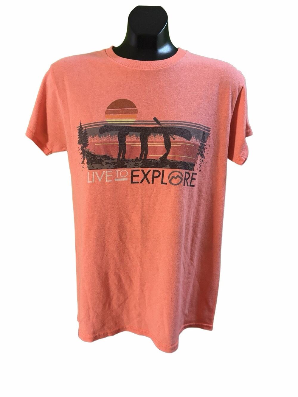 Delta Pro Weight Live To Explore Graphic T-Shirt Mens Small Orange Outdoor